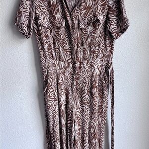 Charlior Brown and White Zebra Print Jumpsuit